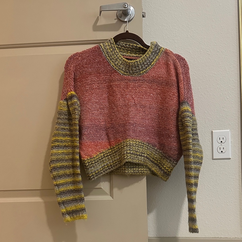 Urban Outfitters Red and Yellow Knit Sweater